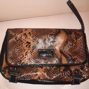 Nine West Tan and Black Snake Print Wristlet